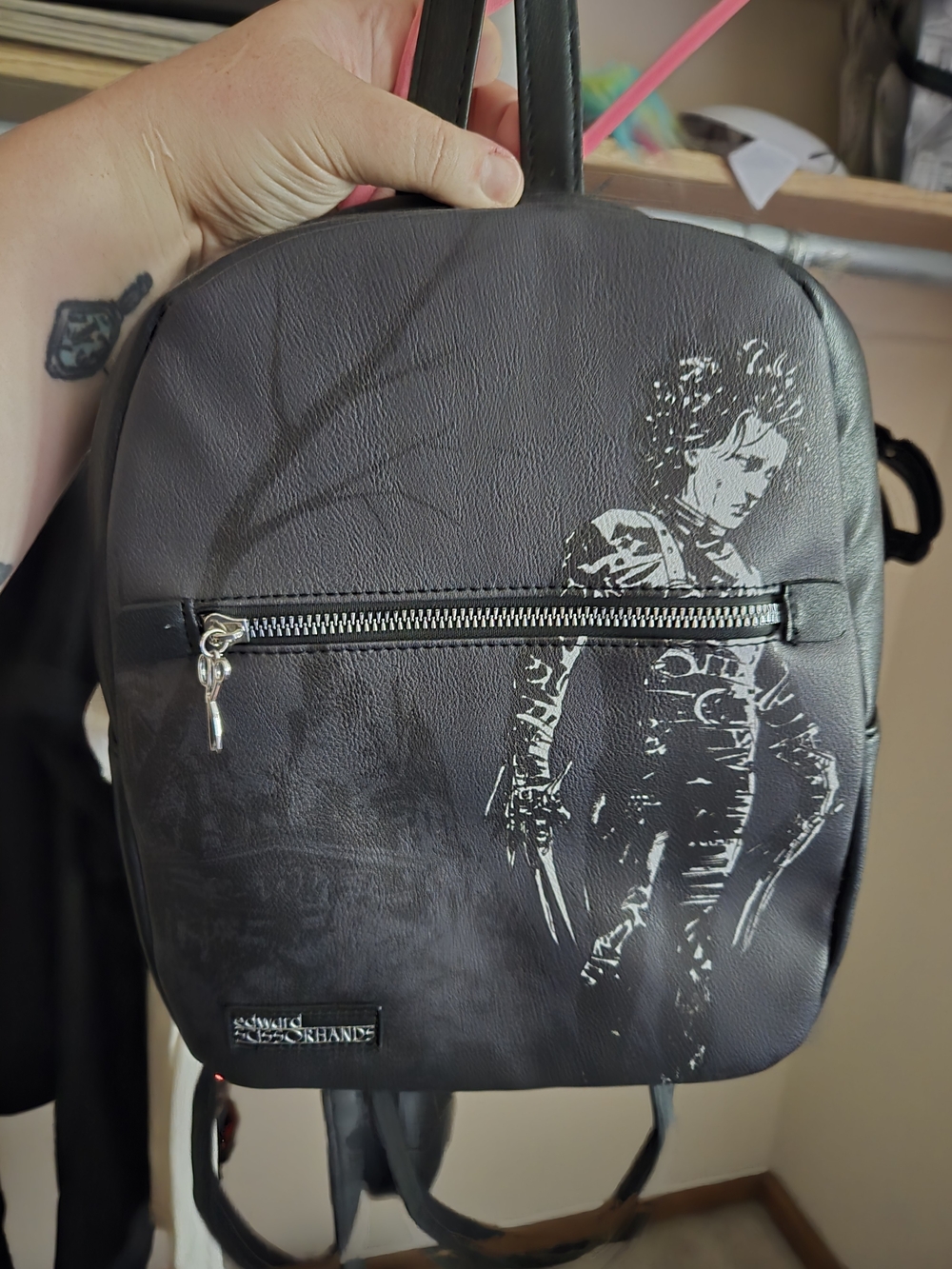 Black Edward Scissorhands Faux Leather Mini Backpack